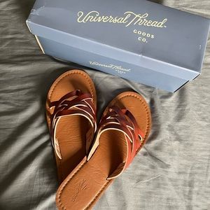Brown crisscross universal thread sandals